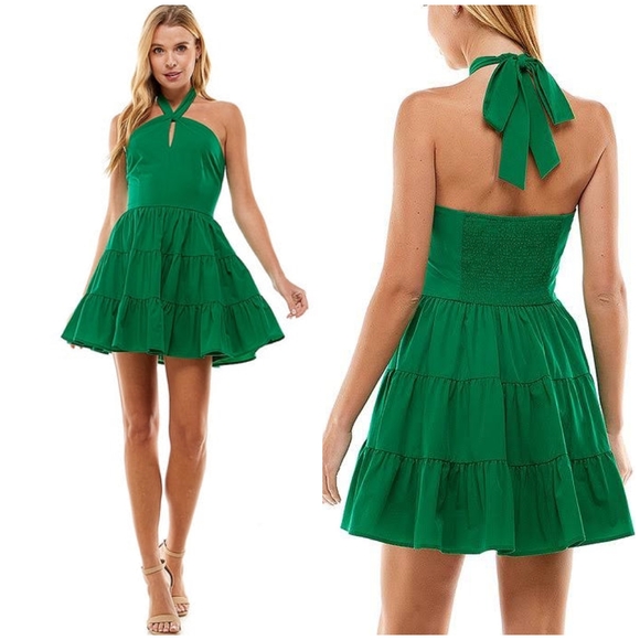 TCEC Gorgeous Kelly Green Halter Dress - Picture 8 of 8